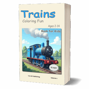 Trains (Coloring Book) | Book Style Cover